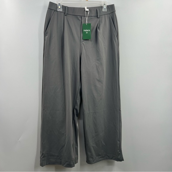 Halara flex wide leg trouser pants high waisted gray size Large Petite NWT - Picture 1 of 5